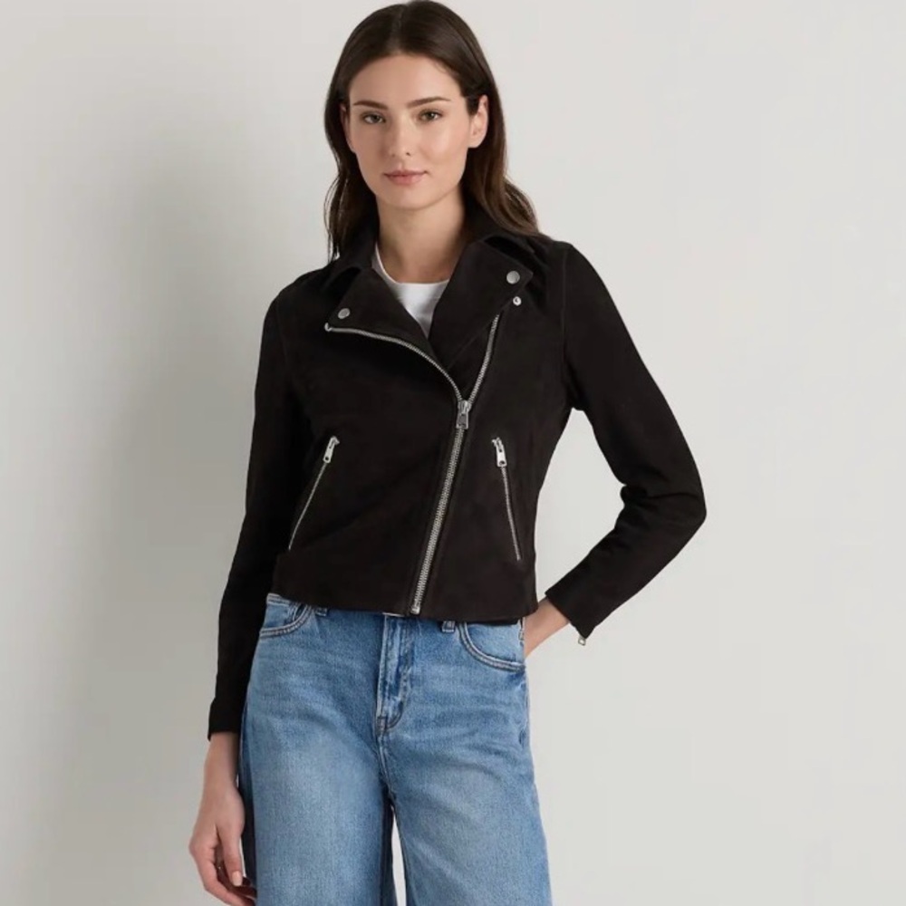 Quince Women's Classic Black Suede Jacket